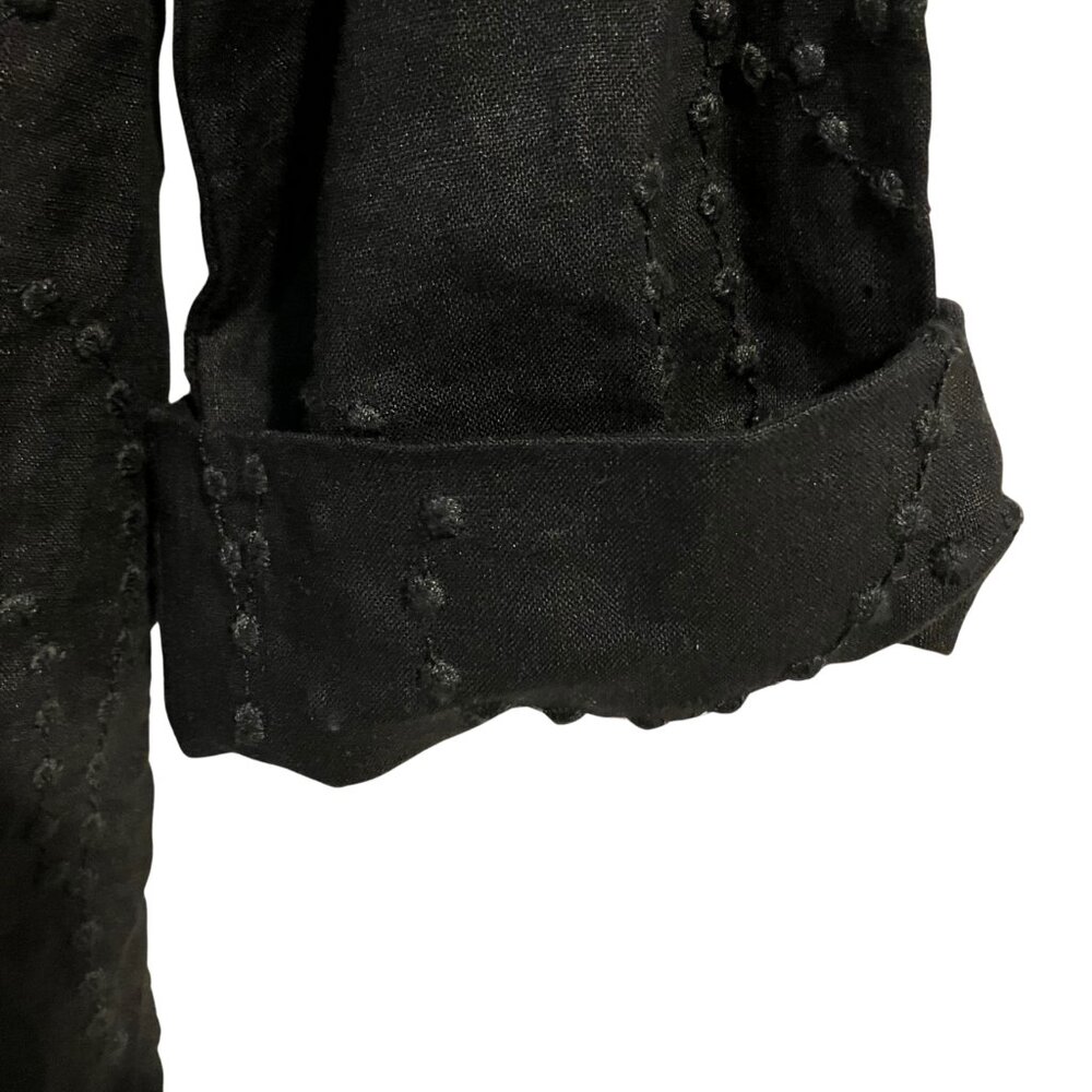 Jones New York Signature Black Linen Textured Shirt (Petite P/M) - Picture 4 of 9